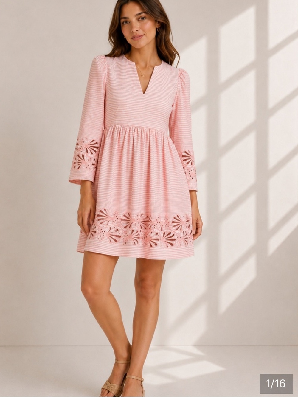 Tuckernuck Izzie Pink Sands Cutwork Eyelet Mini Dress